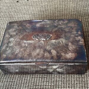 Vintage Silver Plated Jewelry Box with gorgeous Royal Blue Velvet lining